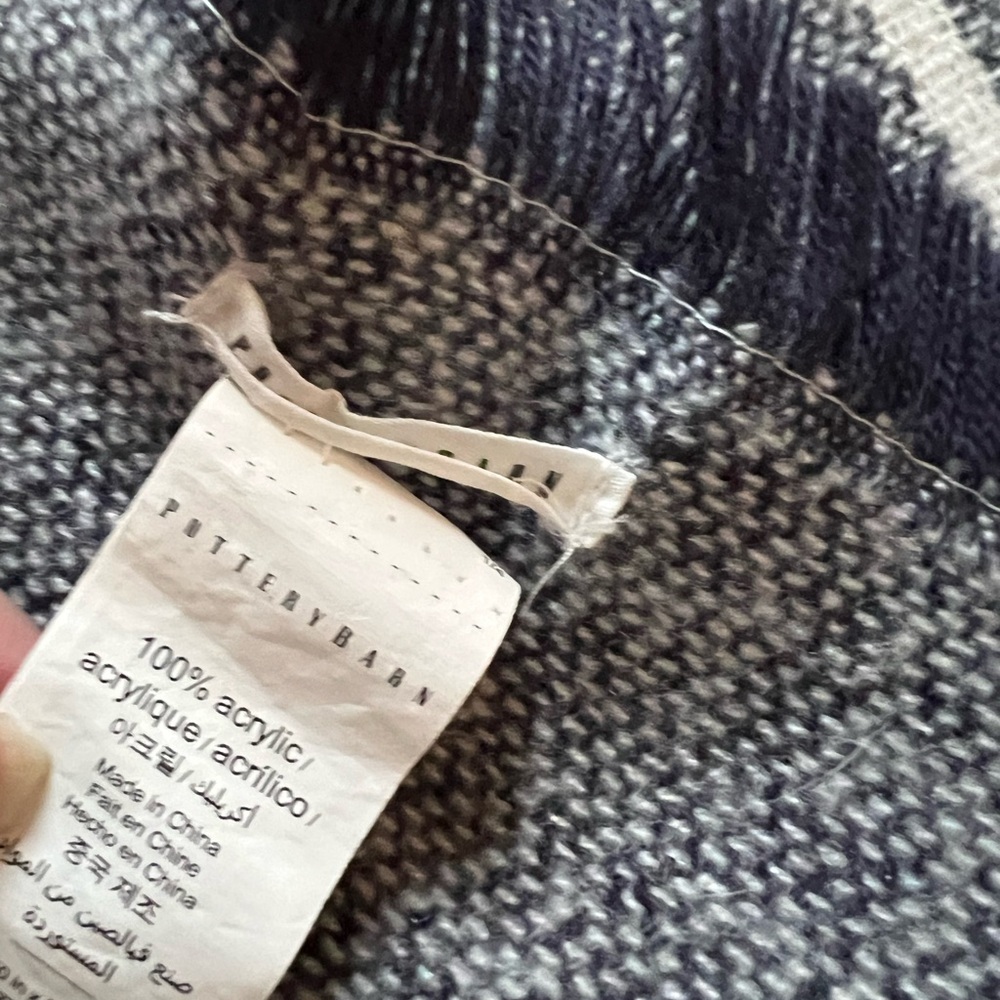 Pottery Barn Clover Fringe Striped Throw Blanket farmhouse cottagecore very soft - Picture 4 of 7
